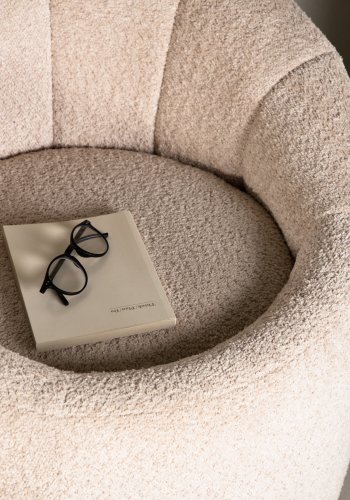 VENTURE DESIGN Warren loungestol - beige bouclé-stoff