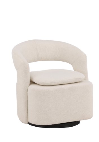 VENTURE DESIGN Laurel svingstol, med armlener - hvitt bouclstoff og sort stl