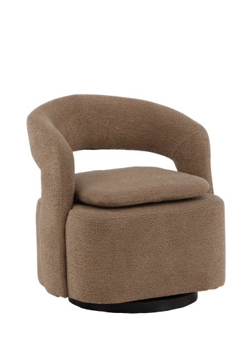 VENTURE DESIGN Laurel svingstol, med armlener - brunt bouclstoff og sort stl