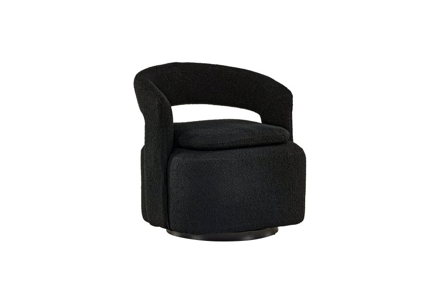 VENTURE DESIGN Laurel lenestol, m. armlen - svart bouclé og sort stl