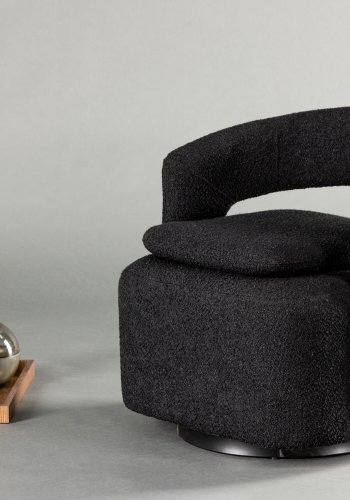 VENTURE DESIGN Laurel lenestol, m. armlen - svart bouclé og sort stl
