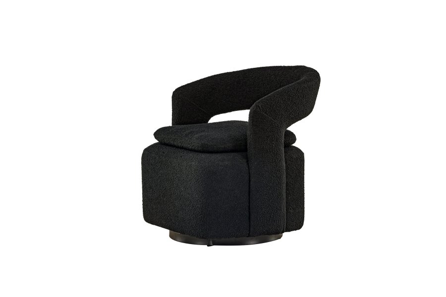 VENTURE DESIGN Laurel lenestol, m. armlen - svart bouclé og sort stl