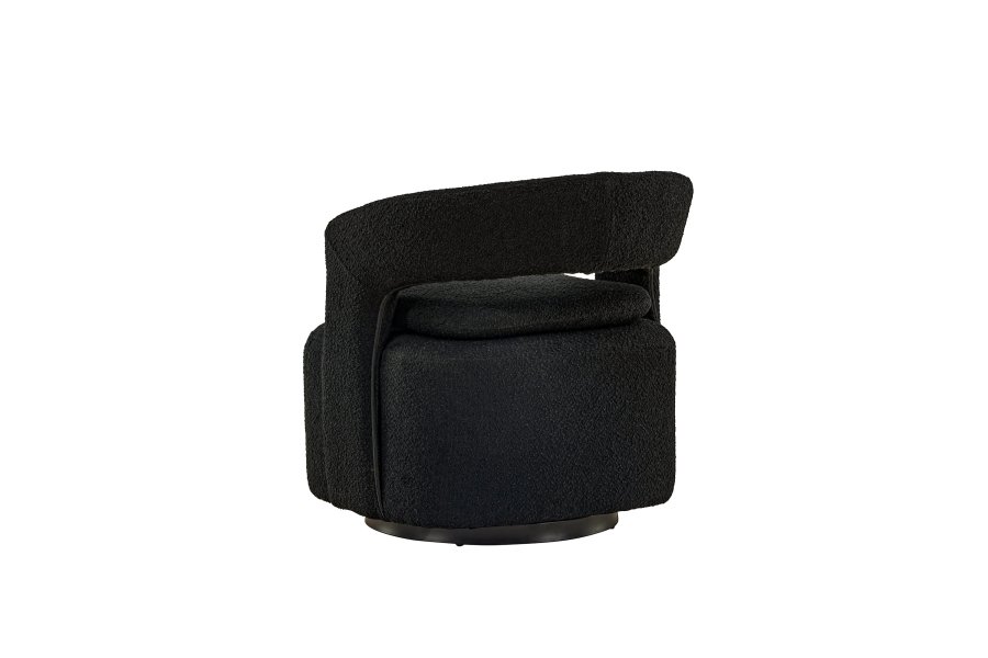 VENTURE DESIGN Laurel lenestol, m. armlen - svart bouclé og sort stl