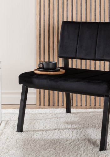 VENTURE DESIGN Monett loungestol - svart flyel og sort stl