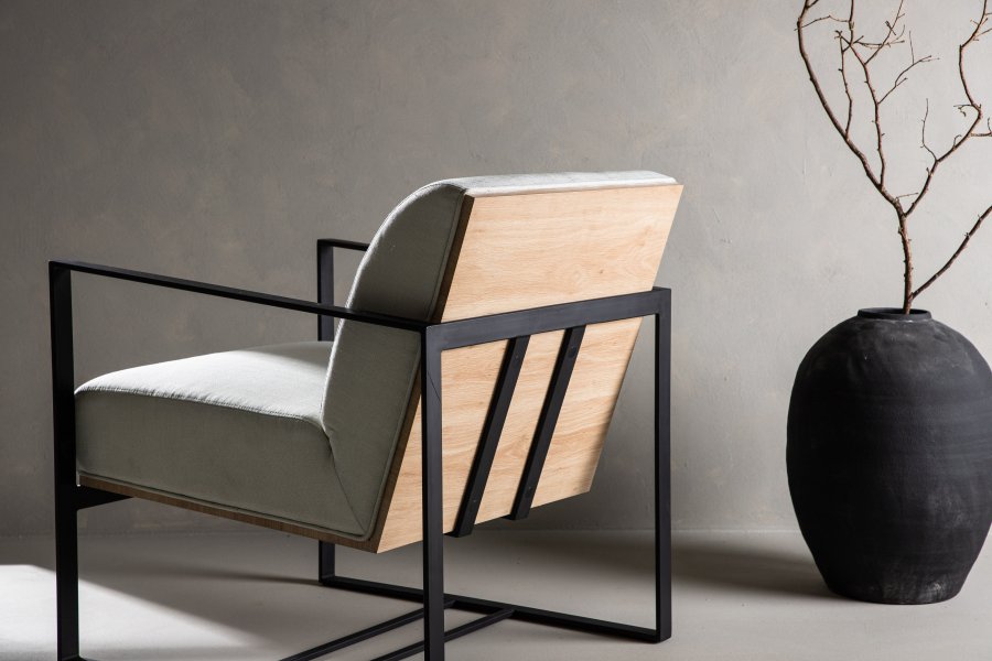 VENTURE DESIGN Kansas lenestol - hvit lin og sort stl