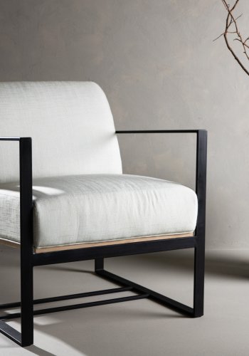 VENTURE DESIGN Kansas lenestol - hvit lin og sort stl