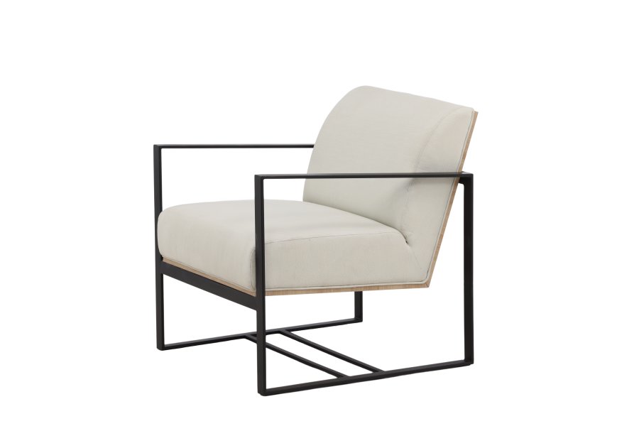 VENTURE DESIGN Kansas lenestol - hvit lin og sort stl