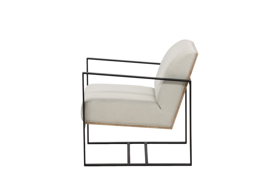 VENTURE DESIGN Kansas lenestol - hvit lin og sort stl