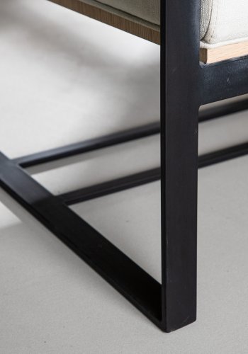 VENTURE DESIGN Kansas lenestol - hvit lin og sort stl