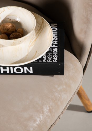 VENTURE DESIGN Polar lenestol - beige PU og naturstl