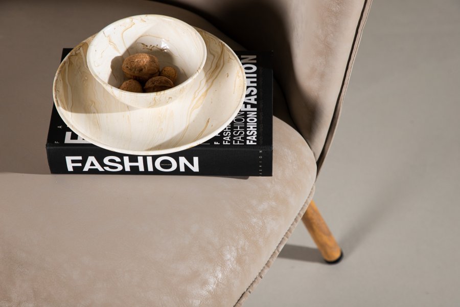 VENTURE DESIGN Polar lenestol - beige PU og naturstl