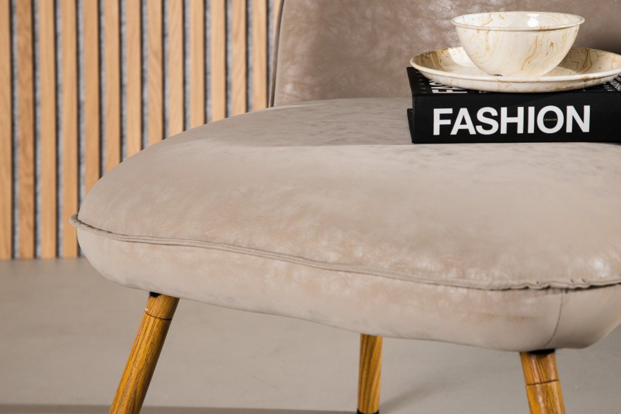 VENTURE DESIGN Polar lenestol - beige PU og naturstl