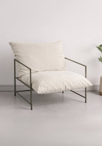 VENTURE HOME Sedalia l�nestol, m. arml�n - beige polyesterfl�jl og bronze st�l
