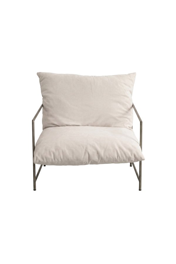 VENTURE HOME Sedalia l�nestol, m. arml�n - beige polyesterfl�jl og bronze st�l