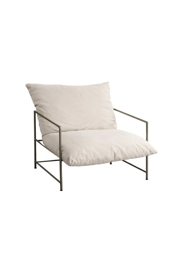 VENTURE HOME Sedalia l�nestol, m. arml�n - beige polyesterfl�jl og bronze st�l