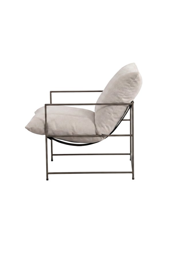 VENTURE HOME Sedalia l�nestol, m. arml�n - beige polyesterfl�jl og bronze st�l