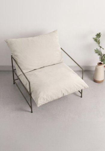 VENTURE HOME Sedalia l�nestol, m. arml�n - beige polyesterfl�jl og bronze st�l