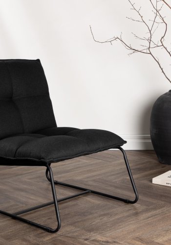 VENTURE DESIGN Madison loungestol - svart lin og sort stl