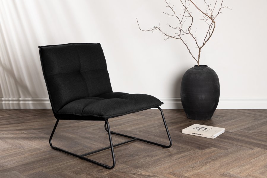 VENTURE DESIGN Madison loungestol - svart lin og sort stl