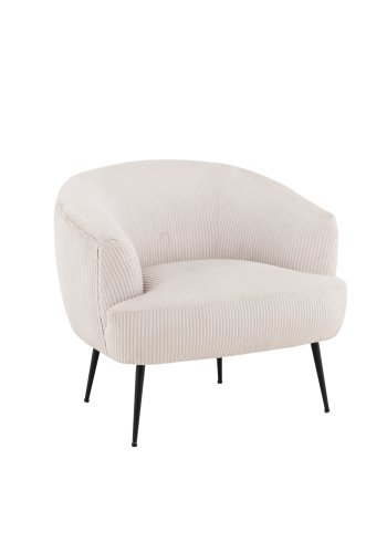 VENTURE DESIGN Derry Sessel - beigefarbener Samtpolyester und schwarzer Stahl