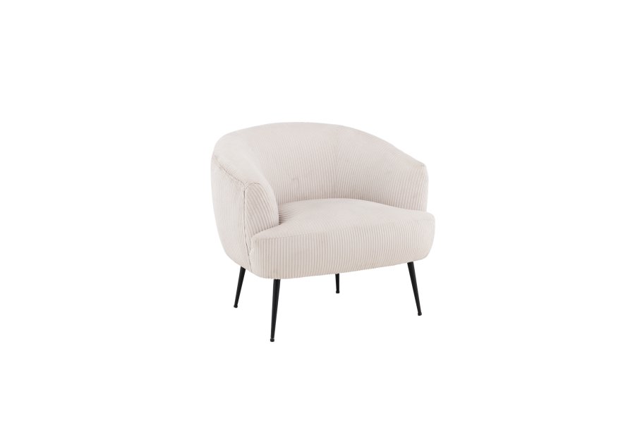 VENTURE DESIGN Derry Sessel - beigefarbener Samtpolyester und schwarzer Stahl