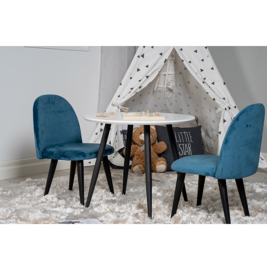 VENTURE DESIGN Velvet Chair XXS barnestol - bl velour og metall