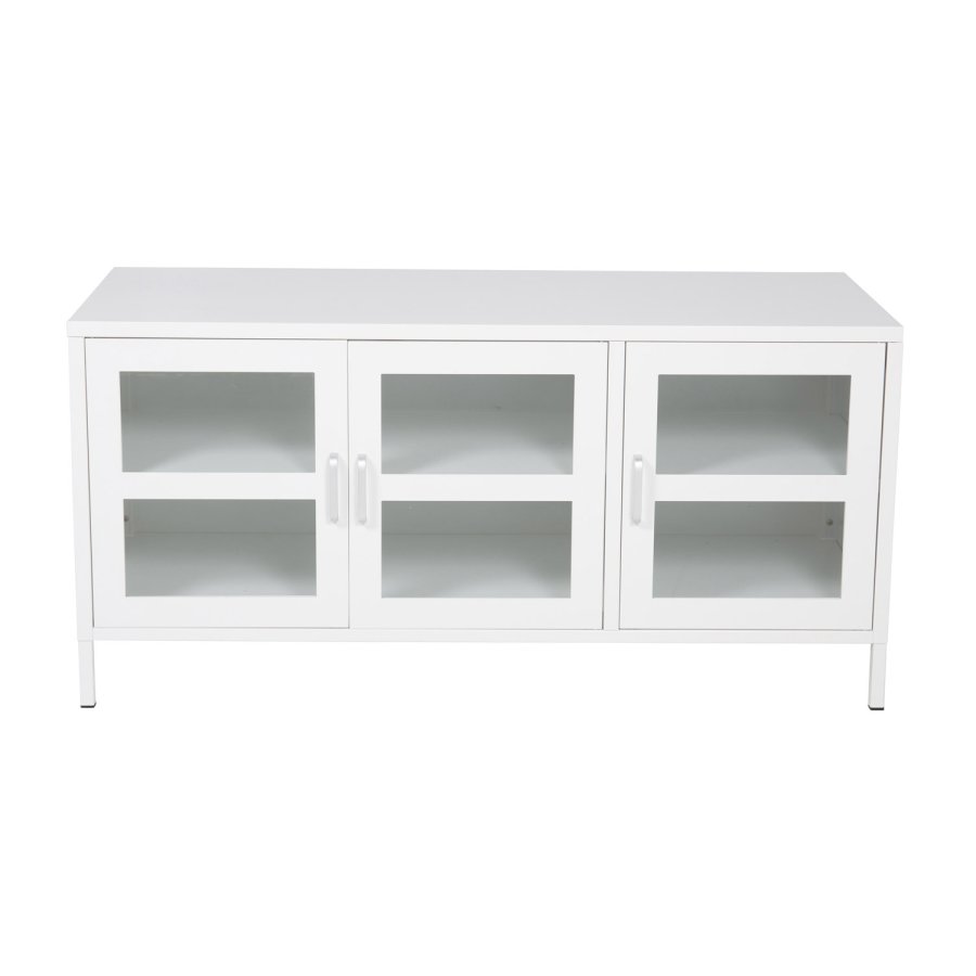 VENTURE DESIGN Acero TV-bord, m. 3 drer og 2 hyller - hvit stl