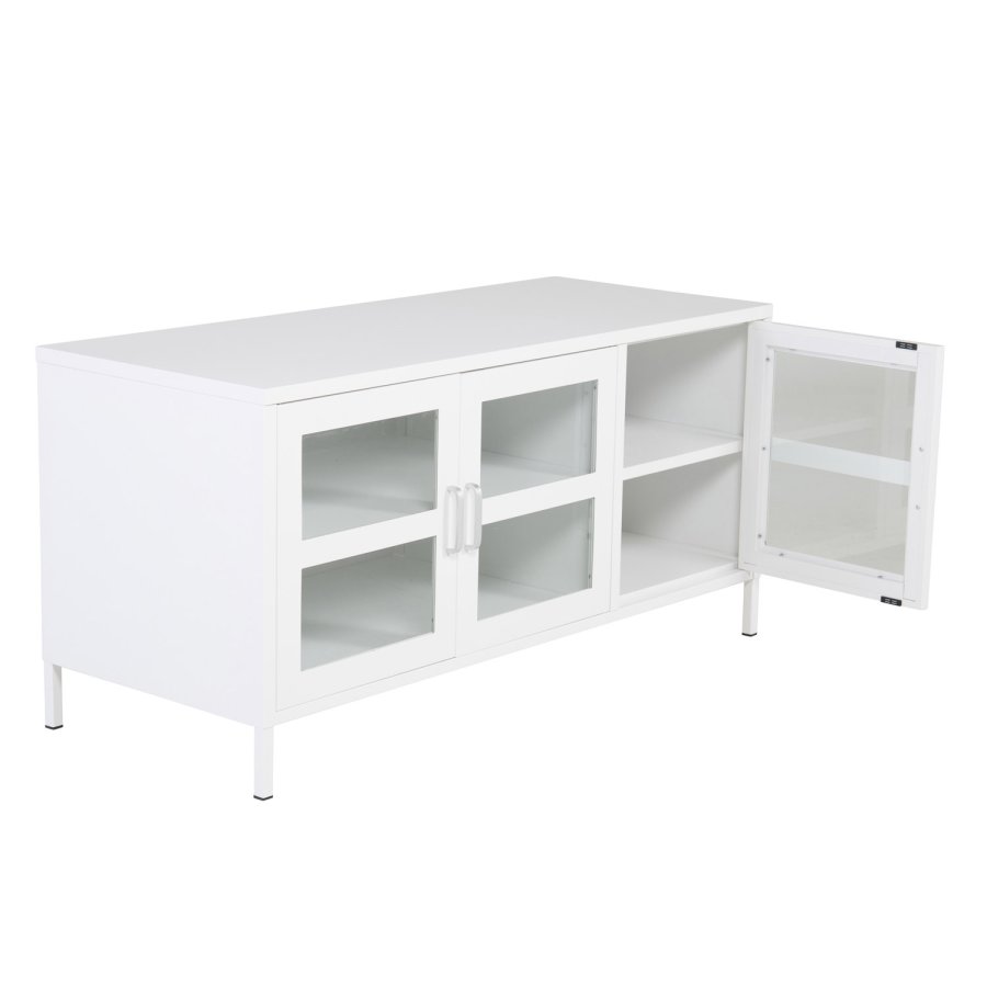 VENTURE DESIGN Acero TV-bord, m. 3 drer og 2 hyller - hvit stl