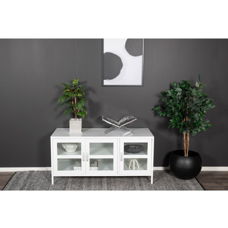 VENTURE DESIGN Acero TV-bord, m. 3 drer og 2 hyller - hvit stl