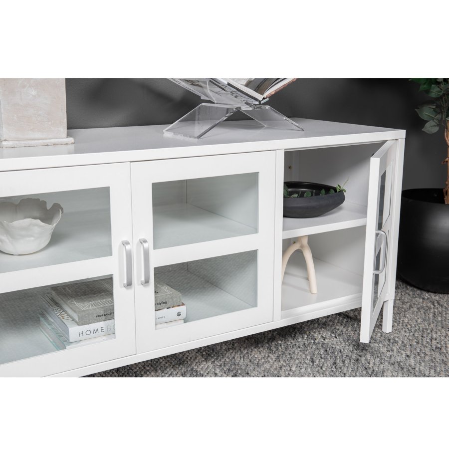 VENTURE DESIGN Acero TV-bord, m. 3 drer og 2 hyller - hvit stl