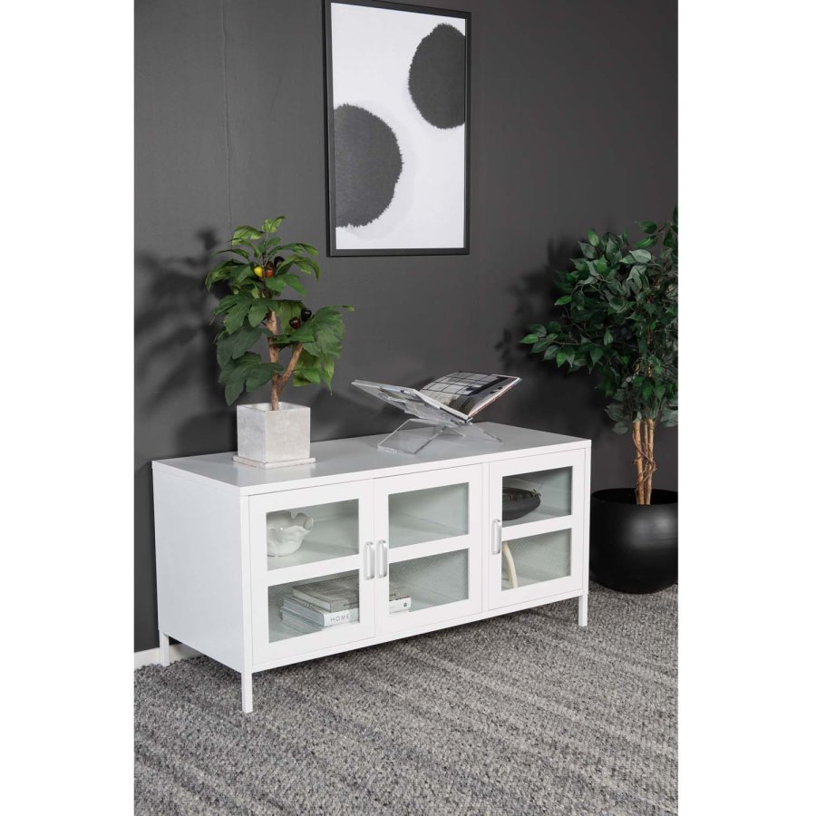 VENTURE DESIGN Acero TV-bord, m. 3 drer og 2 hyller - hvit stl