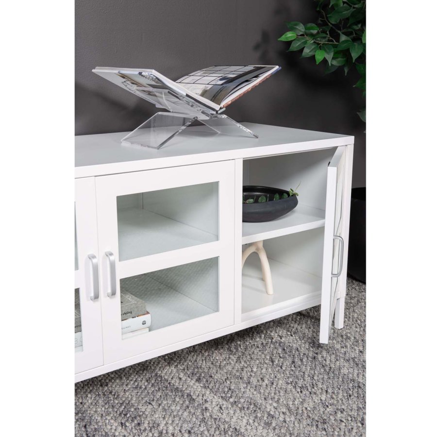 VENTURE DESIGN Acero TV-bord, m. 3 drer og 2 hyller - hvit stl