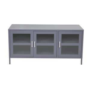 VENTURE DESIGN Acero TV-bord, med 3 dörrar och 2 hyllplan - ljusgr metall
