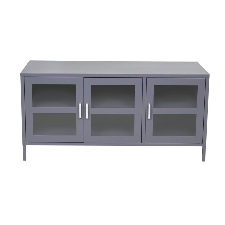 VENTURE DESIGN Acero TV-bord, m. 3 drer og 2 hyller - lysegr metall