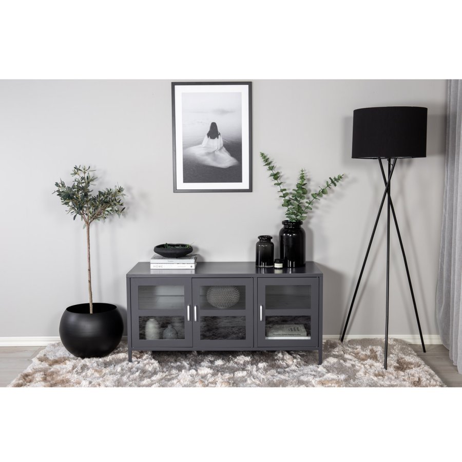 VENTURE DESIGN Acero TV-bord, m. 3 drer og 2 hyller - lysegr metall