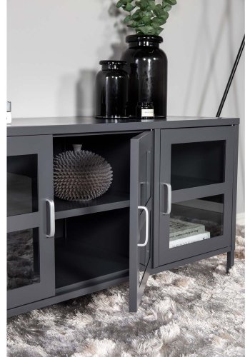 VENTURE DESIGN Acero TV-bord, m. 3 drer og 2 hyller - lysegr metall