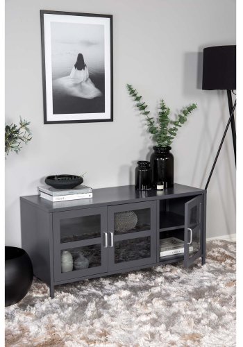 VENTURE DESIGN Acero TV-bord, m. 3 drer og 2 hyller - lysegr metall