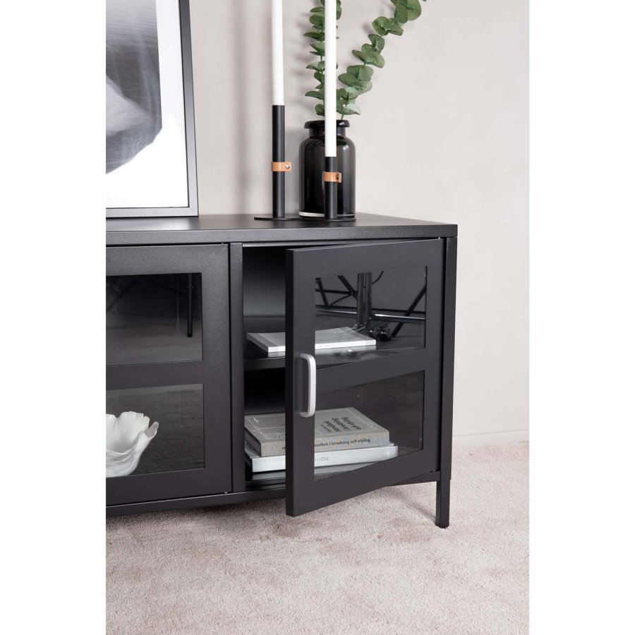 VENTURE DESIGN Acero TV-bord/skjenk, m. 3 drer og 2 hyller - sort stl