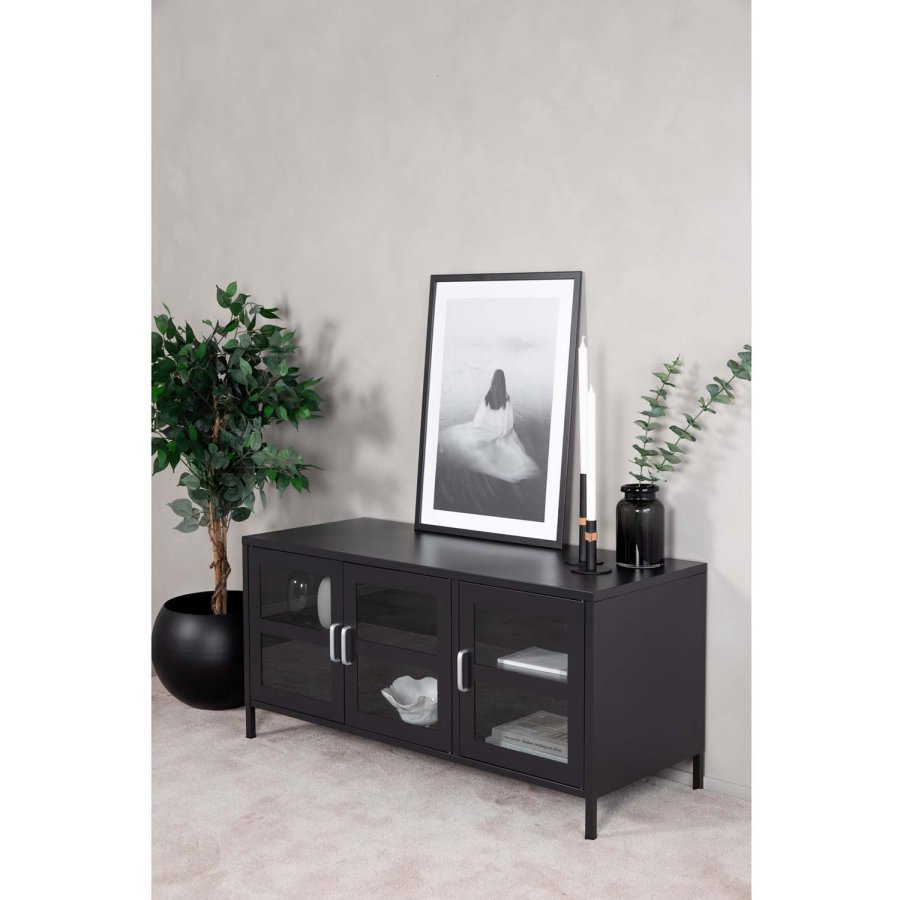 VENTURE DESIGN Acero TV-bord/skjenk, m. 3 drer og 2 hyller - sort stl