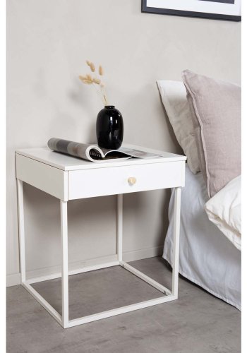 VENTURE DESIGN Bakal nattbord, m. 1 skuff - hvit stl