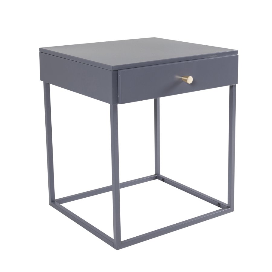 VENTURE DESIGN Bakal nattbord, m. 1 skuff - lys gr stl (43x41)