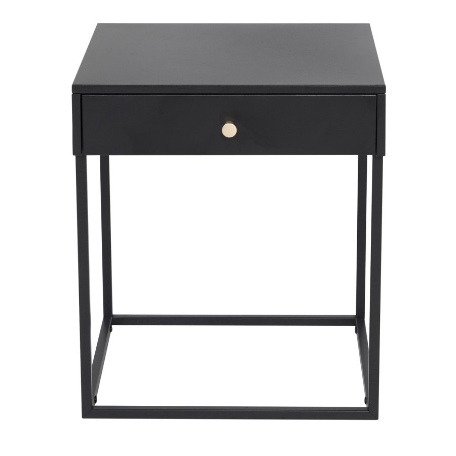 VENTURE DESIGN Bakal Nachttisch, mit 1 Schublade – schwarzer Stahl