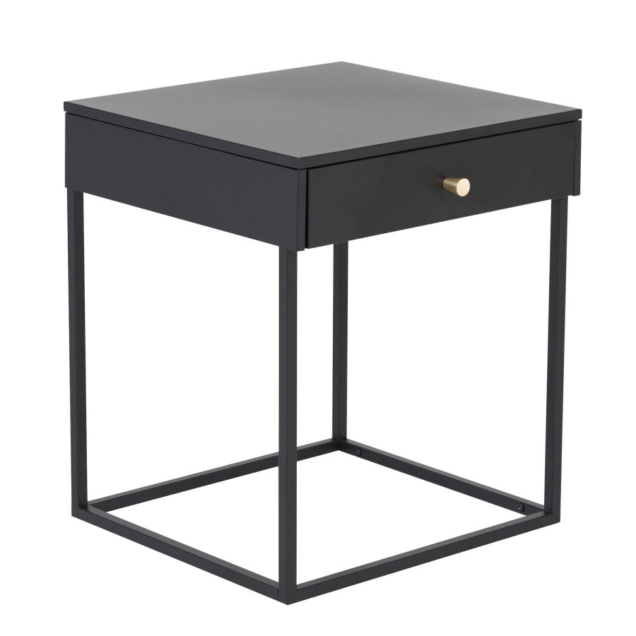 VENTURE DESIGN Bakal Nachttisch, mit 1 Schublade – schwarzer Stahl