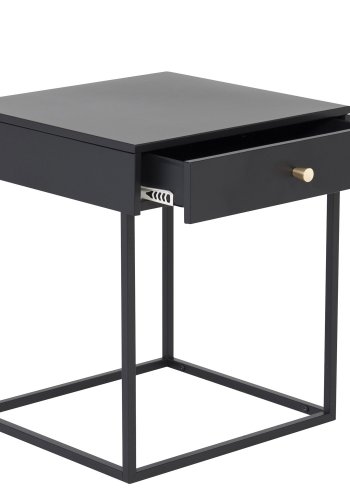 VENTURE DESIGN Bakal Nachttisch, mit 1 Schublade – schwarzer Stahl