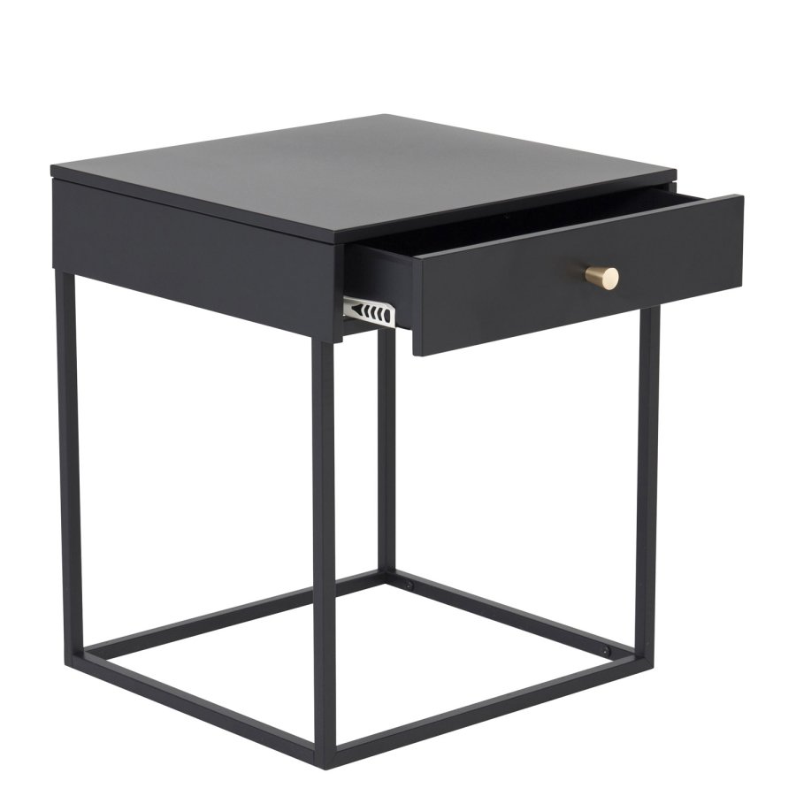 VENTURE DESIGN Bakal Nachttisch, mit 1 Schublade – schwarzer Stahl