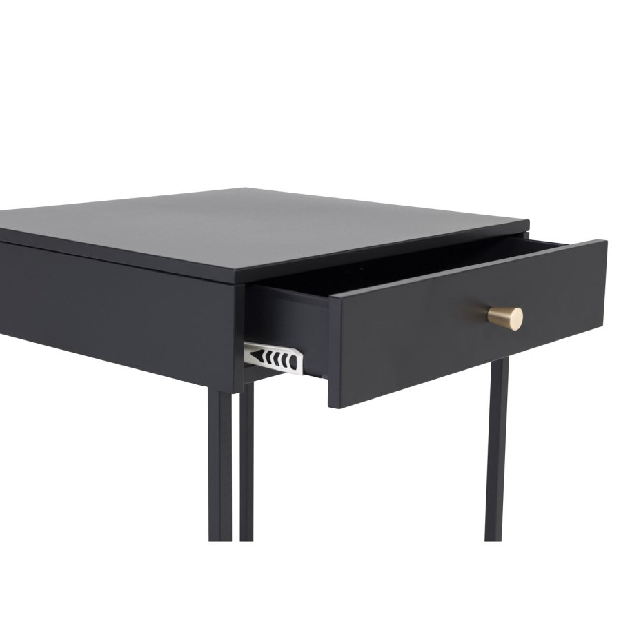 VENTURE DESIGN Bakal Nachttisch, mit 1 Schublade – schwarzer Stahl