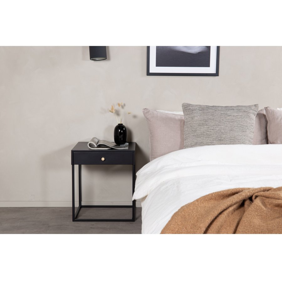 VENTURE DESIGN Bakal Nachttisch, mit 1 Schublade – schwarzer Stahl