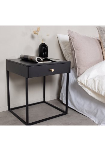 VENTURE DESIGN Bakal Nachttisch, mit 1 Schublade – schwarzer Stahl