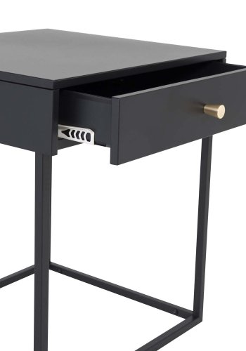 VENTURE DESIGN Bakal Nachttisch, mit 1 Schublade – schwarzer Stahl