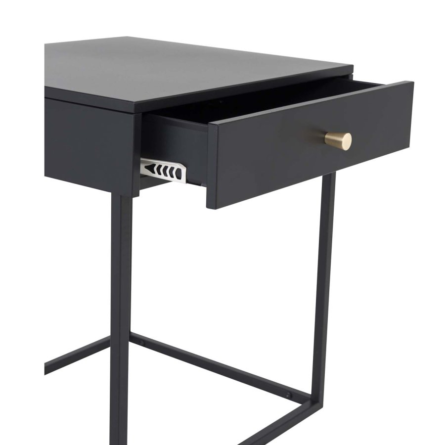 VENTURE DESIGN Bakal Nachttisch, mit 1 Schublade – schwarzer Stahl